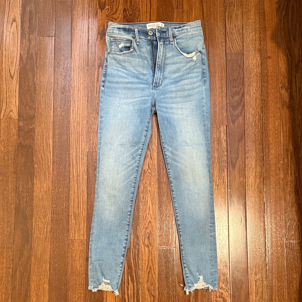 Abercrombie & Fitch Light Blue Distressed Skinny Jeans